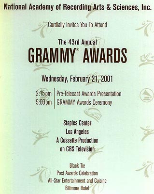 43rd grammy Award Invitation