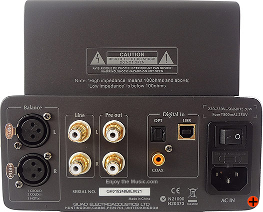 Quad Pa-One Headphone Amplifier Raer Panel